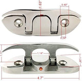 Boat2 Pcs Folding Cleat 4-1/2" Flip-up Dock Marine Grade 316 Stainless Steel with Screws V1259-DP01-A-1361