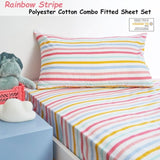 Minikins Rainbow Stripe Polyester Cotton Combo Fitted Sheet Set King Single V442-SIM-FITTEDSS-RAINBOWSTRIPE-MULTI-KS