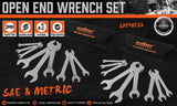 HORUSDY Super Thin 18Pc Wrench Set Open End Spanner 3mm CRV Metric & SAE w Pouch V465-81032