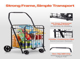 Shopping Cart, Folding Grocery Utility Cart with Swivel Wheels, 40.8 kg Large Load Capacity, Heavy V952-XYC2ZDSTCSJS7HKN9001V0