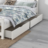 2 x Wooden Bed Frame Storage Trundle Drawers-White V264-STB-105P-WHE-NA