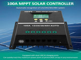 MPPT 36V/48V/24V/12V Solar Charge Controller Tools LCD Dual USB Lead Acid Lithium Batteries Quick V1107-127-61613-BLK-100A