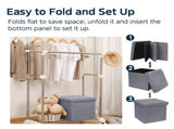 Folding Storage Ottoman Cube, Linen Small Foot Seat, Organizers for Living Room, Bedroom, Home V1192-AZ-W-31008