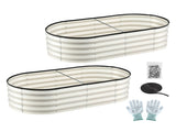 Green Fingers Raised Garden Bed 2 Pack Galvanised Planter Box Rust Resistant 120x60x30cm White GB-OVAL-1206030-WHX2