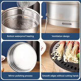1 Piece Portable Korean BBQ Grill, Stainless Steel Round Grill with Maifan Stone Plate for Camping V1189-LC-HW-00329