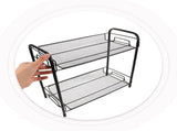 Black Double-Tier Kitchen Storage Rack Organizer for Coffee Station, Spice Bottles, and Seasoning V1370-AZ4-08682