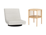 Artiss Floor Lounge Folding Swivel Sofa Chair and 2 Tier Round End Side Table Set FLOOR-SET-03LIN-Z-COF