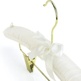 HANGERWORLD Pack of 5 Ivory Satin Padded Hangers with Clips for Skirts, Pants & Sweaters with V1258-DP02-F-301