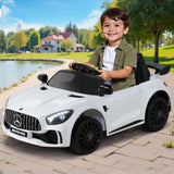 Kids Electric Ride On Car Mercedes-Benz AMG GTR Licensed Toy Cars Remote White RCAR-AMGGTR-S-WH