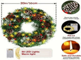 Christmas Wreath Pre-Lit Pine Cone LED Decoration V1142-LP601103233692994