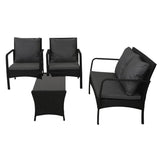 Gardeon Outdoor Sofa Set Lounge Setting Wicker Table and Chairs Garden Patio Furniture ODF-4PC-SOFA-BK-AB