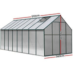 Green Fingers Greenhouse 5.1x2.44x2.1M Aluminium Polycarbonate Green House Garden Shed GH-ALU-510X244-GN-AB