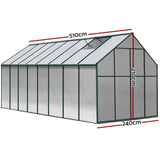 Greenfingers Greenhouse 5.1x2.44x2.1M Aluminium Polycarbonate Green House Garden Shed GH-ALU-510X244-GN-AB