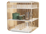 Cup Storage Rack Dustproof Stackable Plastic Clear Cup Organizer Box for Cabinet Desktop Large White V1294-YM0710-3117230285714