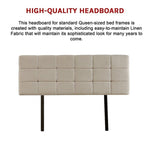 Linen Fabric Queen Bed Deluxe Headboard Bedhead - Beige V63-821393