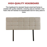 Linen Fabric Queen Bed Deluxe Headboard Bedhead - Beige V63-821393