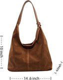 Leather Hobo Bags for Women Brown Suede Purse Slouchy Tote Bag Suede Tote Bag Fall Winter V1107-LEATHER HOBO BAGS-BROWN