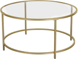 Gold Glass Table with Golden Iron Frame Stable and Robust Tempered Glass V178-11833