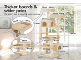 CARLA HOME 180cm Cat Tree Tower for Indoor Cats with Plush Perches, Dual Condos, Natural Sisal LSB-36387