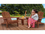Gardeon 3PC Adirondack Outdoor Table and Chairs Wooden Beach Chair Brown FF-BEACH-UF-CH-BR-3PC
