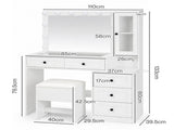 Levede Dressing Table Vanity Desk with LED Mirror 5 Drawers Charging White VM1037-AU