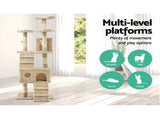 i.Pet Cat Tree 180cm Tower Scratching Post Scratcher Wood Condo House Toys Beige PET-CAT-HSCT076-180-BE