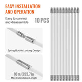 10 m Chimney Sweep Kit, w/ 10 Reinforced Nylon Flexible Rods, Ergonomic Chimney Cleaning Brush, V952-YCS33YC1PCS1U8REHV0