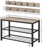 Industrial Design Entryway Shoe Rack with Coat Hooks Organizer V178-83133