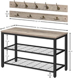 Industrial Design Entryway Shoe Rack with Coat Hooks Organizer V178-83133