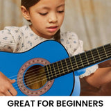 Karrera 34in Acoustic Childrens Wooden Guitar - Blue NC-34-BLS