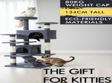 CARLA HOME 180cm Cat Tree Tower for Indoor Cats with Plush Perches, Dual Condos, Natural Sisal LSB-36390