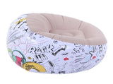 Inflatable Bean Bag Chair Doodle Pattern PVC Flocked Blow Up Sofa Chair for Living Room Bedroom V1294-YM0901-3116250014511