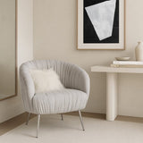 Interior Ave - Vespa Pleated Velvet Accent Chair Pearl Grey V355-IA-AC-VG