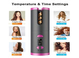 Gray gold Automatic Hair Curling Wand, Tangle-Free Design, Portable USB Charging Rotating Curling V1232-JFQ003