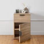 PORTO BEDSIDE TABLE - NATURAL OAK - FLUTED - PULL BLACK V164-ECS13SFB03B