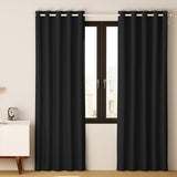 Artiss 2X Blockout Curtains Eyelet 140x230cm Black BC-MATT-140X230-BK