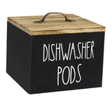 Wooden Storage Container with Lid, Farmhouse Dishwasher Pod Dispenser Box for Laundry Room, Bathroom V1189-LC-RY-00350