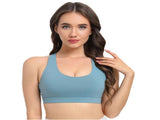 2-Pack Blue High-Support Shockproof Sports Bra - Women's Backless Yoga Running Vest with V888-ELOSUNG39896