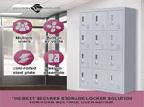 12-Door Locker for Office Gym Shed School Home Storage - 3-Digit Combination Lock V63-839071