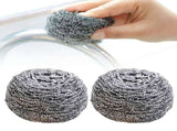 12Pcs Silver 304 Stainless Steel Scrubber Balls, 10x8cm, Food Grade Wool, Reusable for Pots & Grill V1370-AZ4-17193