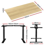 Artiss Standing Desk Motorised Dual Motor Oak 120CM HASD-268-BKDF-NTDB-120