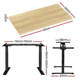 Artiss Standing Desk Motorised Dual Motor Oak 120CM HASD-268-BKDF-NTDB-120