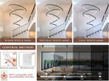 BAMDECOR A18801 Modern LED Chandelier, Dimmable Pendant Light with Remote Control Rings Round V255-BAM-18801/5-BLK