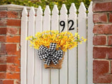 Spring front door flower wreath, yellow wildflower door hanging basket flower wreath, seasonal V1366-AZ2-W-13462