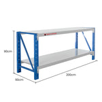 Centurion 2 Layers Work Bench 2m 400kg - Grey Blue BCH-2LY-GYBU