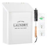 Magnetic Lint Bin Laundry Room, Metal Lint Container with Lid and Brush, Wall Mounted Lint Box V1369-AZ3-W-11556