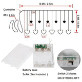 Waterproof Heart-Shaped LED Curtain String Lights V728-PBHF02677
