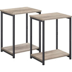 VASAGLE End Tables Set of 2 with Storage Shelf Steel Frame Greige and Black V227-9101402109730