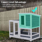 Rabbit Hutch Chicken Coop with Wheels 96.5 x 56 x 90.5cm 2 Storey Pet Cage Run HOPKINS V274-PET-RHPOLY29922-GY