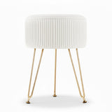Artiss Ottoman Foot Stool Vanity Velvet Round White FS-B-02-VEL-WH